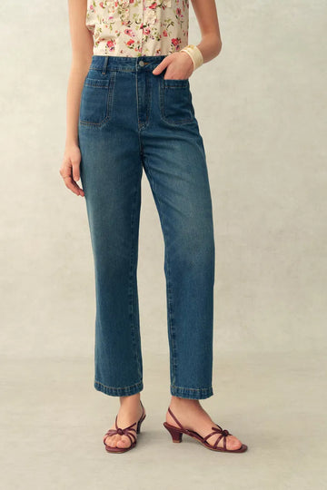 Paz Crop Jeans in Cotton Denim