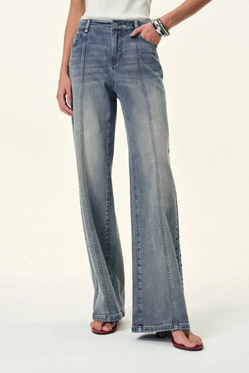 Calli Studded Wide Leg Jeans in Cotton Denim