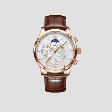 Nicolas | Men's 43 mm Genuine Leather Quartz Watch