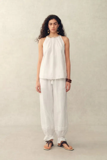 Hazel Halter Neck Sleeveless Top and Pants Matching Set in Cotton