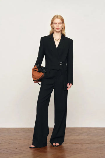 Olivia Signature Hand Stitch Blazer and Pants Matching Set in Sheep Wool