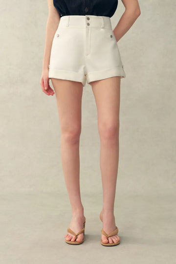 Barney A Line Cuffed  Cargo Short in Linen Blend