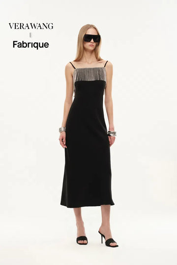 Nocturne Embellished Slip Dress in Viscose Acetate Blend