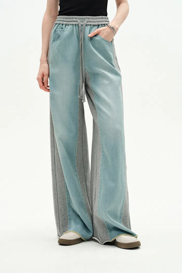 Sereta Wide Leg Denim Jeans in Cotton Jersey
