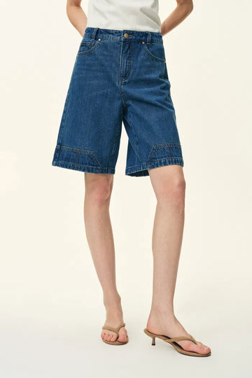 Yvonne Carpenter Denim Shorts in Deconstructed Tailoring